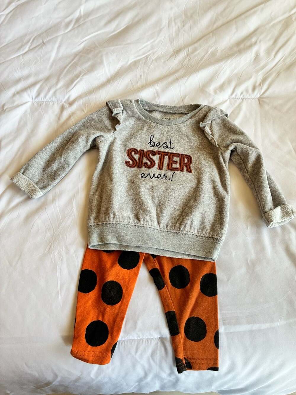 Child of Mine by Carter's Best Sister Ever Gray Sweatshirt and Orange Polka Dot